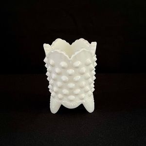 Toothpick Holder ~ Fenton Hobnail Milk Glass ~ Vintage